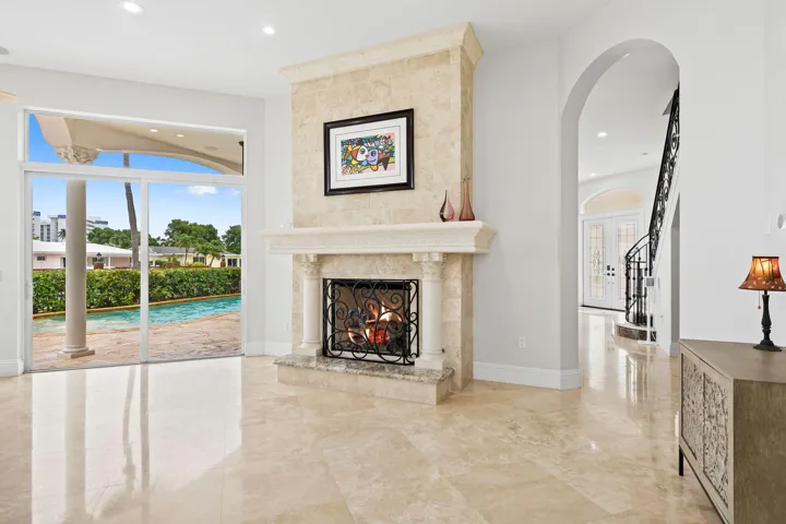 One of two gas fireplaces