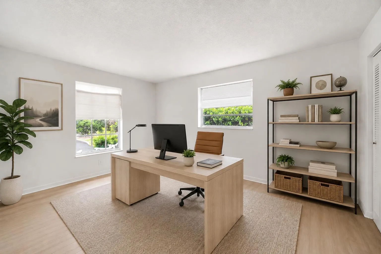 Office or bedroom with lots of natural light (AI Staging)