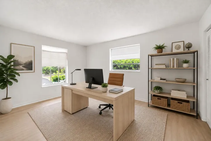 Office or bedroom with lots of natural light (AI Staging)