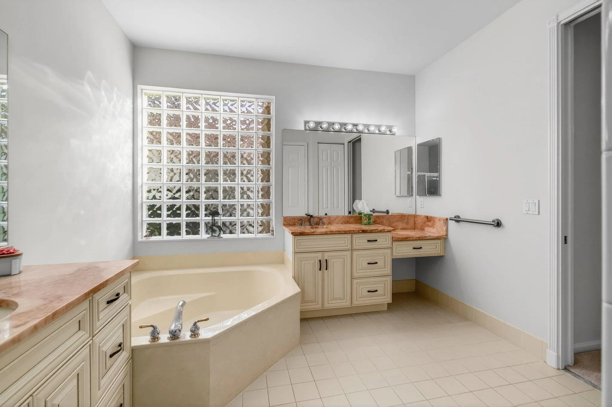 Large Glass Block Window Provides Privacy & Light