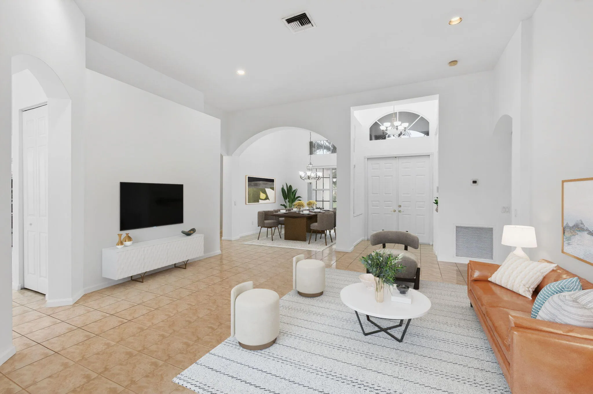 Virtual view of Living Room, Dining Room & Entry