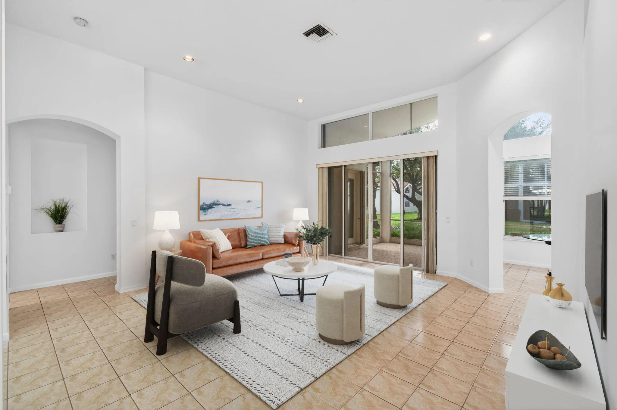 Virtual staging of large living room