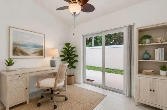 Flex space virtually staged as an office