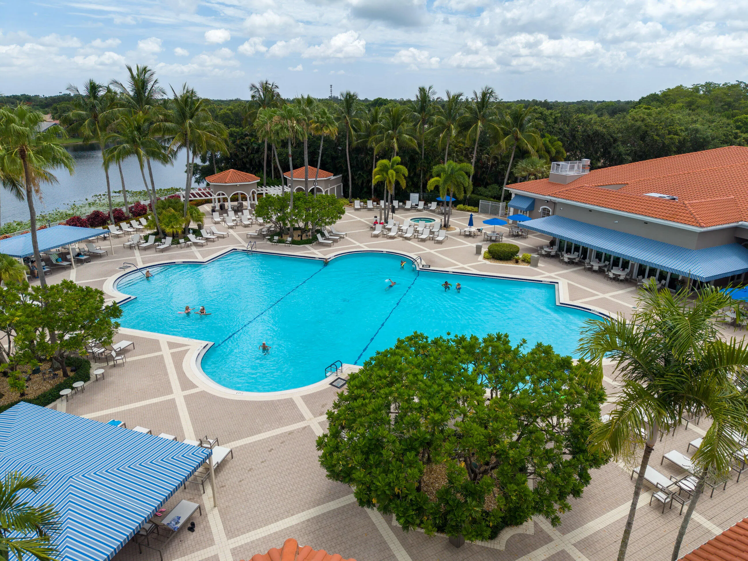 Guard gated Bellaggio community in Boynton Beach offering indoor and outdoor pools, restaurant, ballroom, library and social activities.