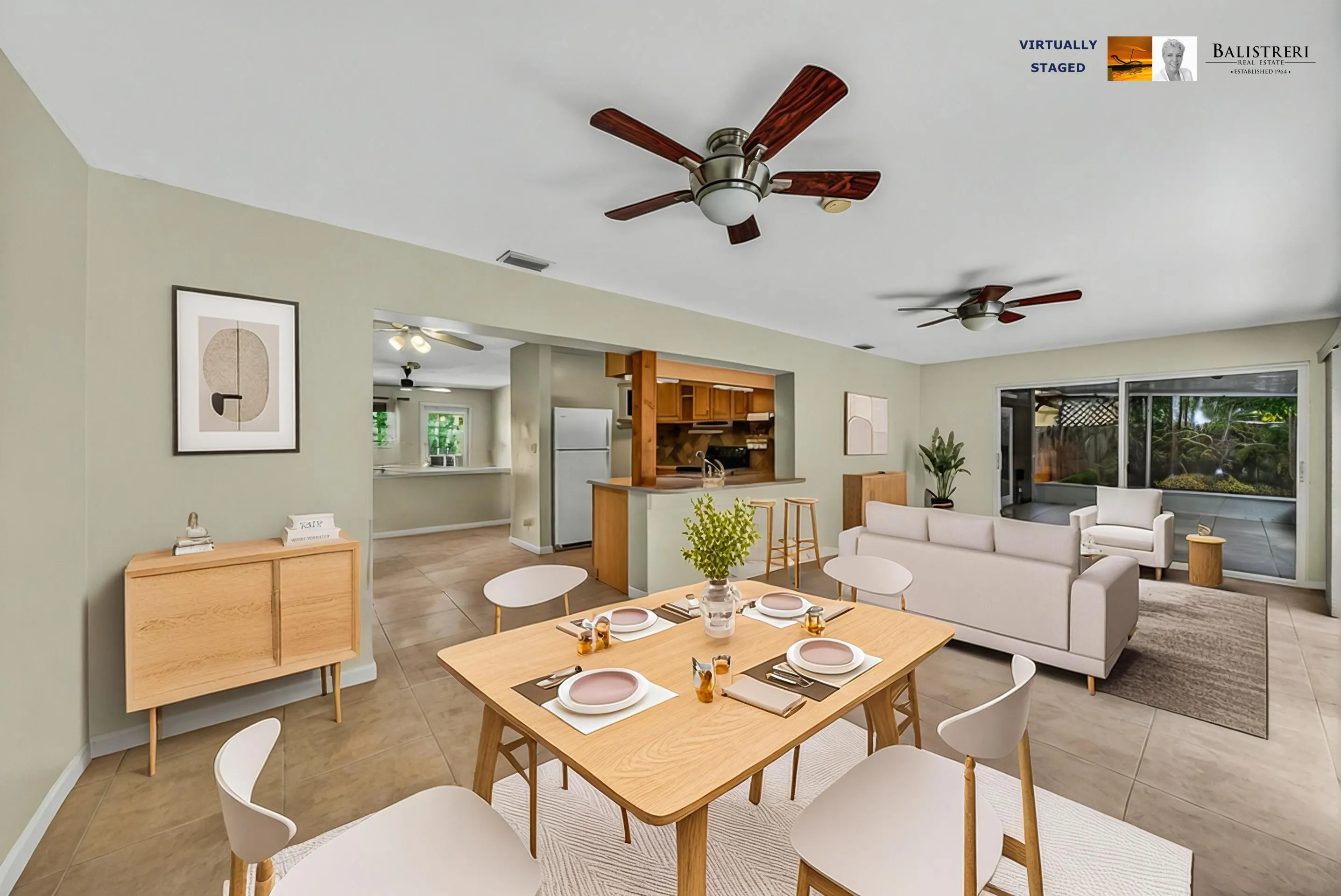 dining living staged