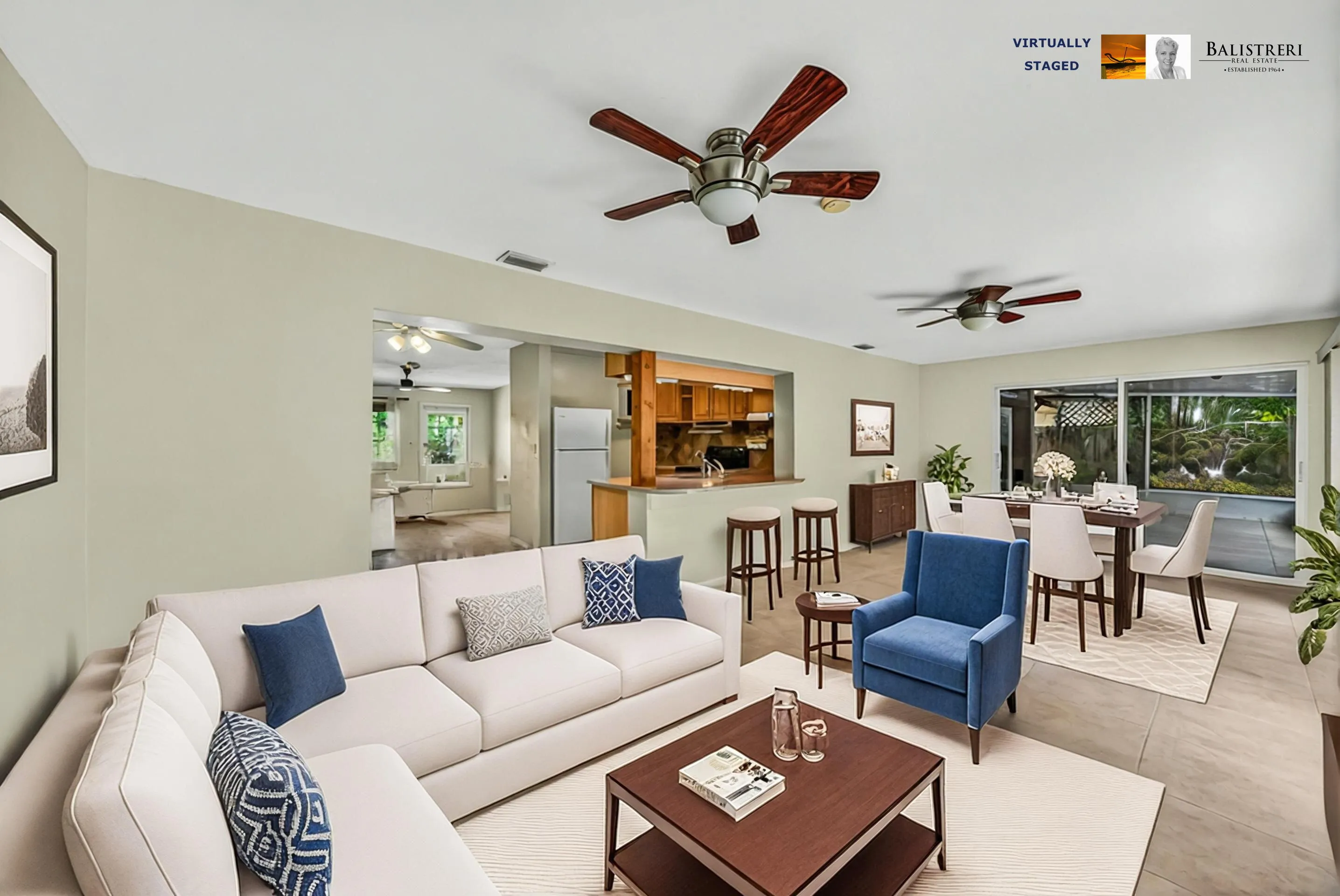 dining living staged