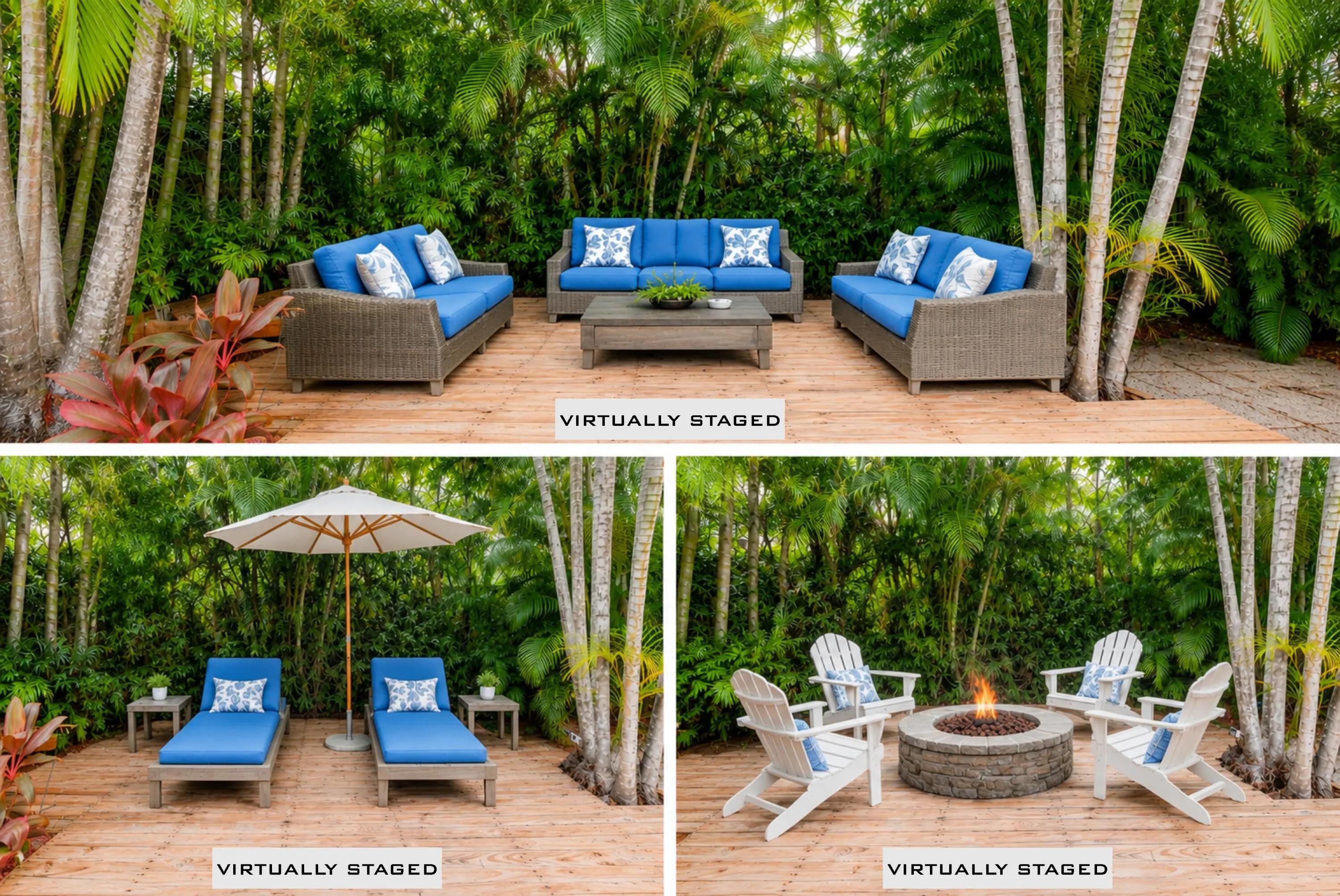 staged wood deck