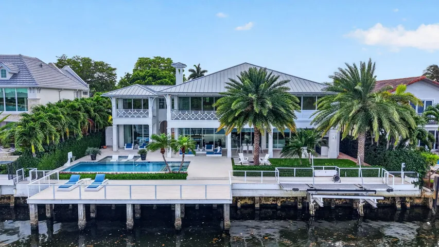 Waterfront Rear Elevation w Pool and