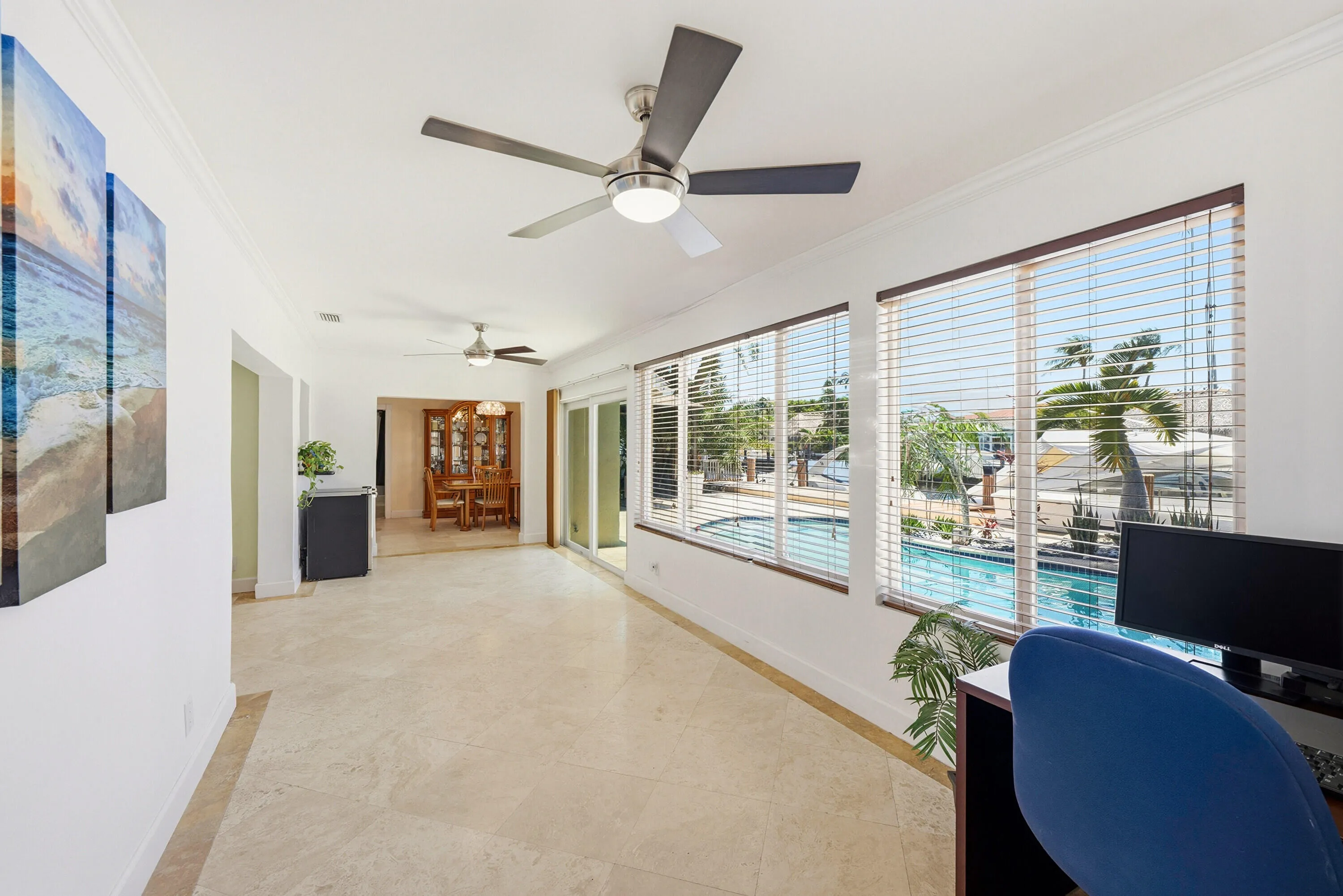 AMAZING! East Facing Backyard, Pool, Rock Waterfall, Covered Patio, 40'Dock, 70' Seawall & Ocean Access.