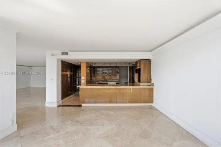Living room, dining room and kitchen