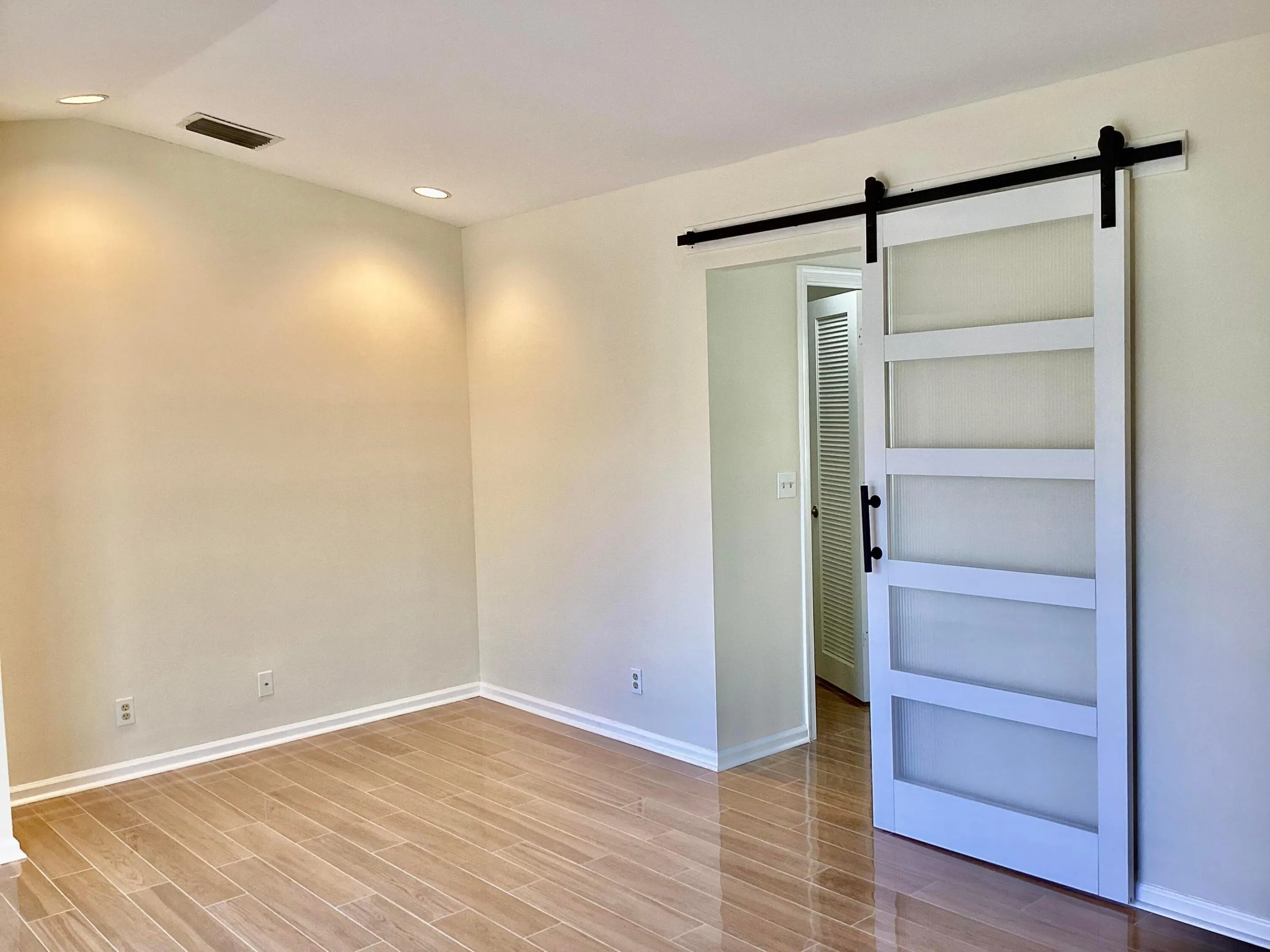 BARN DOOR TO BATHROOM VANITY AREA
