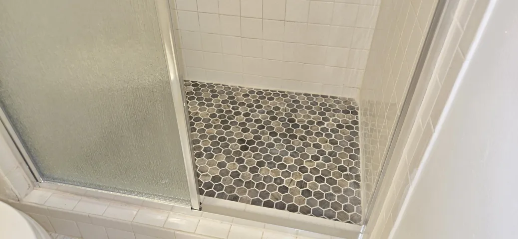 Master bath has walk in shower