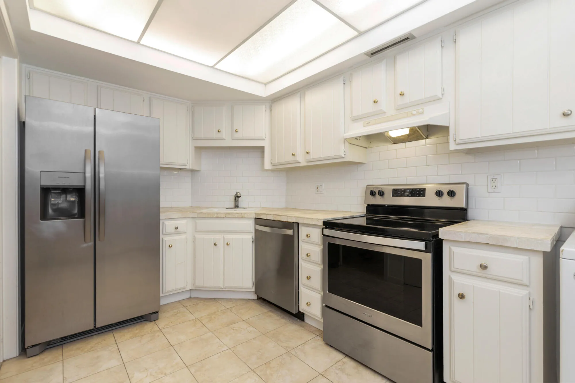 Kitchen with stainless steel appliances