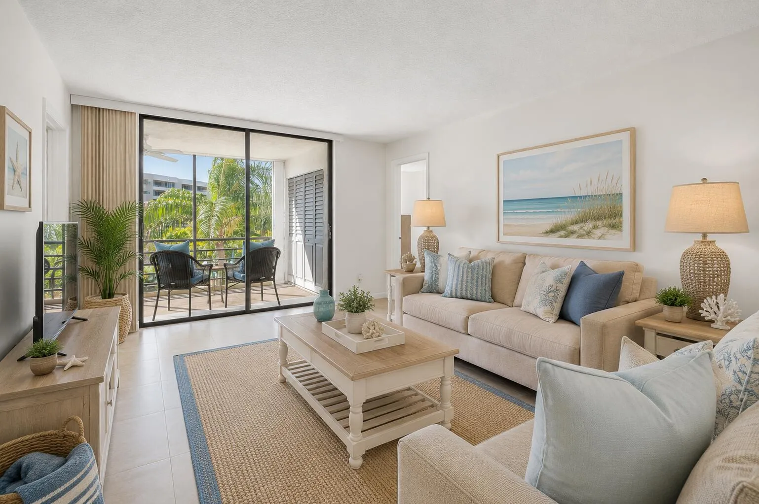 555 Banyan Tree Coastal Living Room Look-Staged