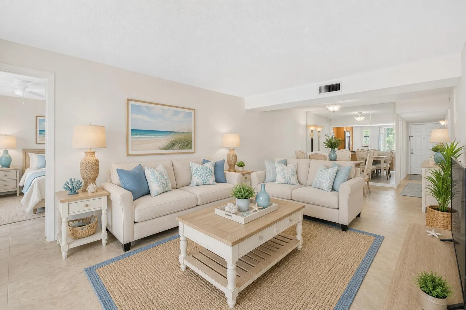 555 Banyan Tree Coastal Living Room Look- Staged