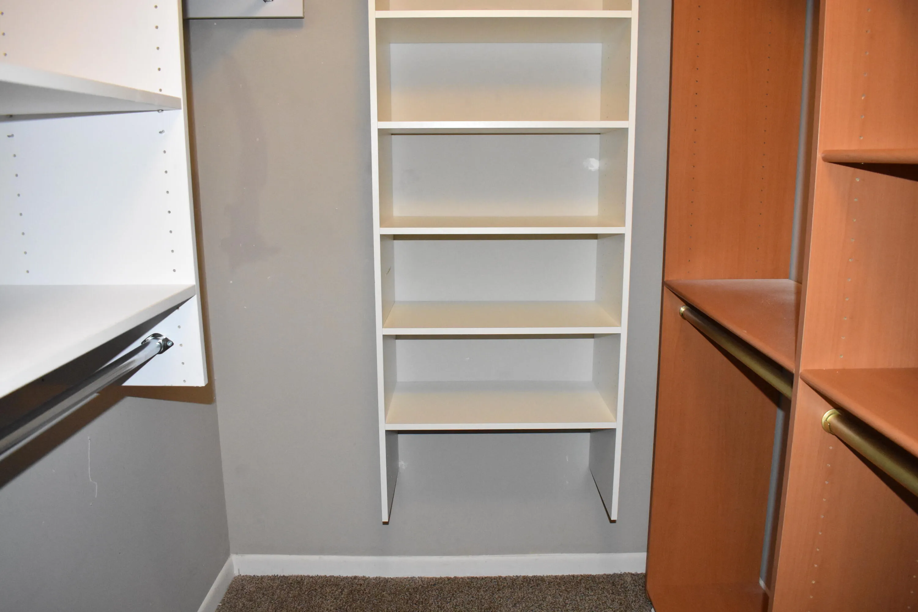 Large walk-in closet with closet system