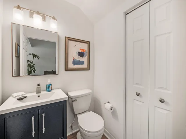 Powder room off great room