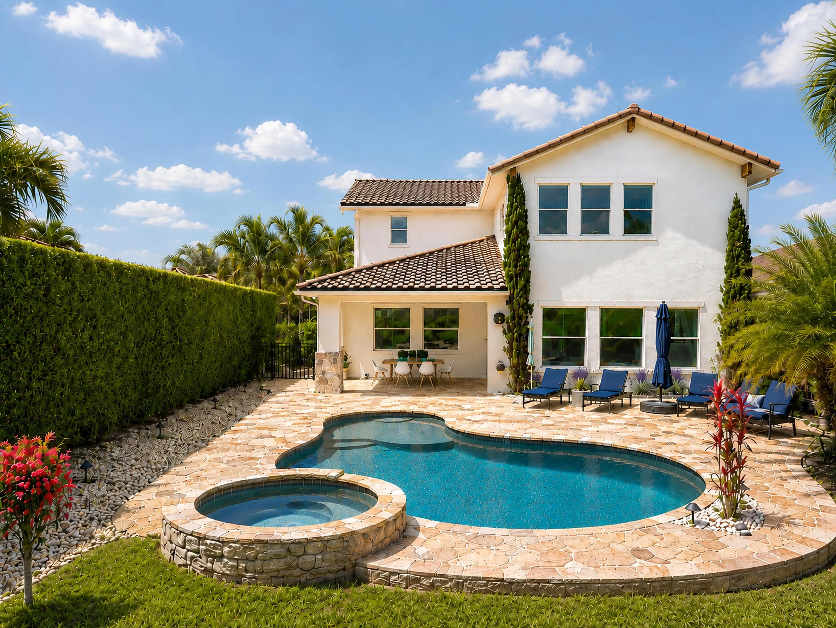 Backyard and Pool with Spa