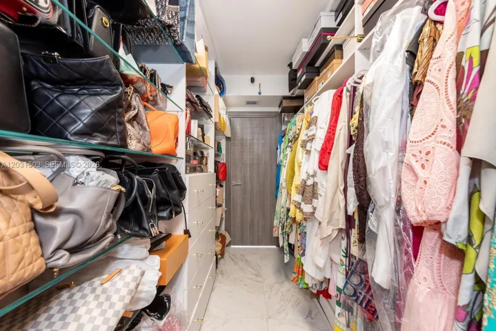 One of two closets in the master bedroom.