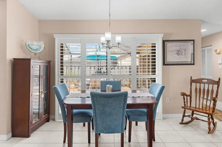 Dining area overlooking the patio