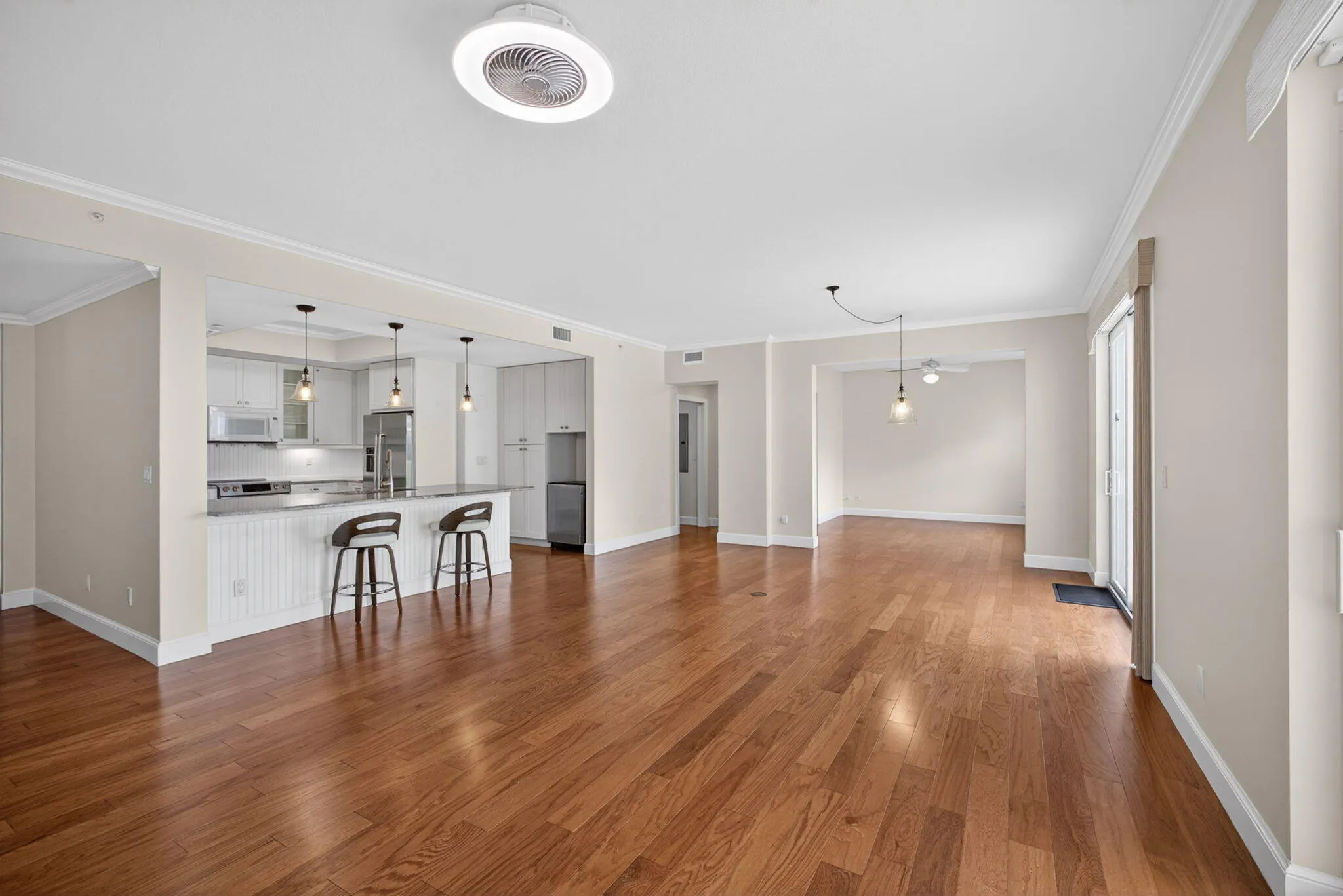 Living, dining, kitchen
