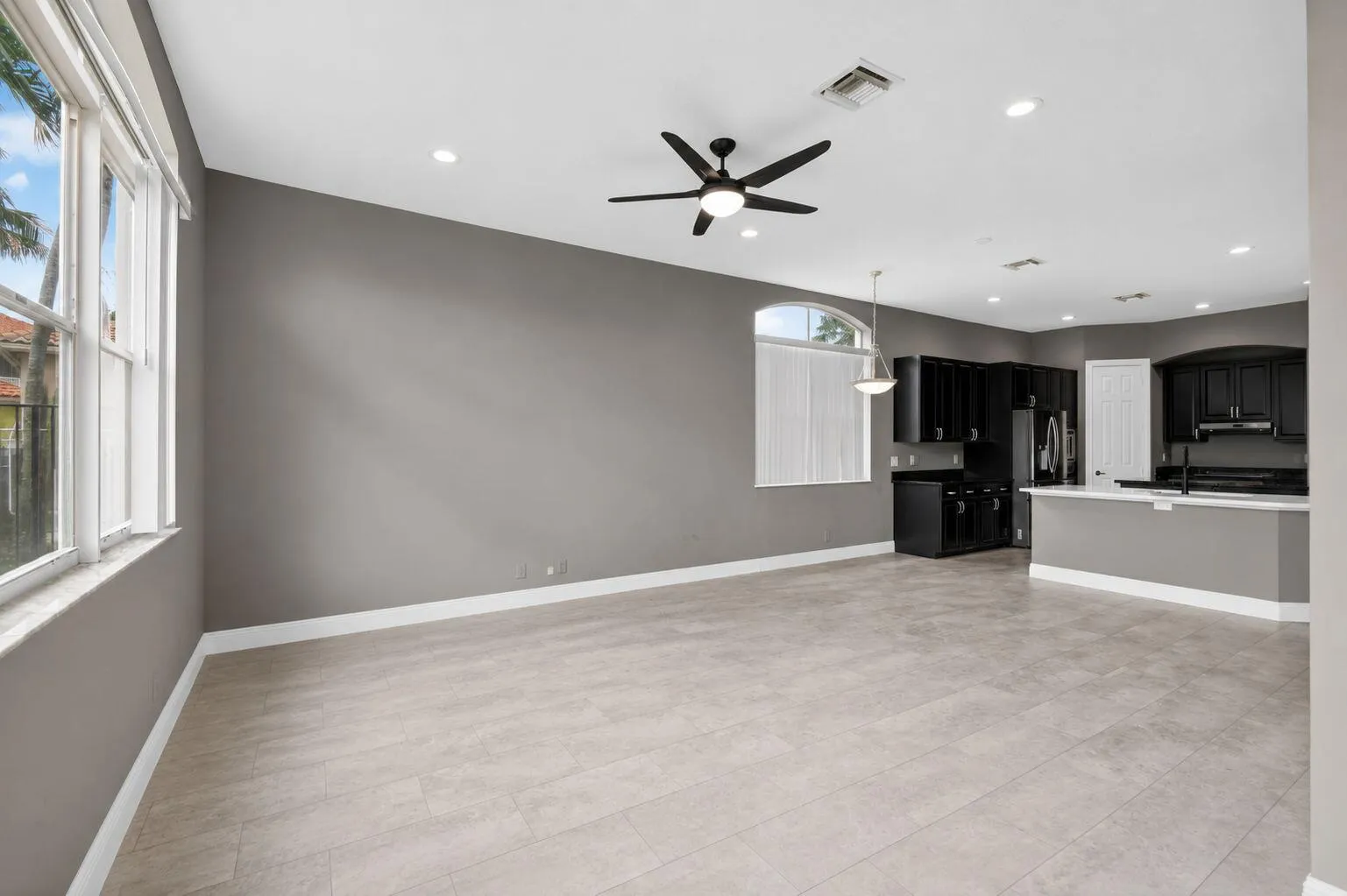 Family room looking back toward kitchen