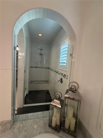 WALK IN SHOWER VIEW FROM GARDEN TUB.