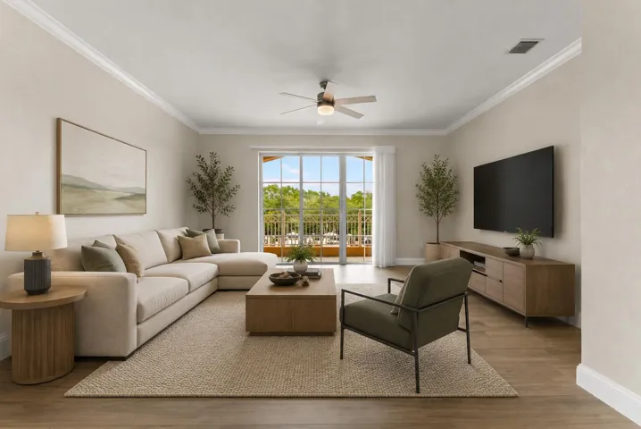 Virtually staged living room 1