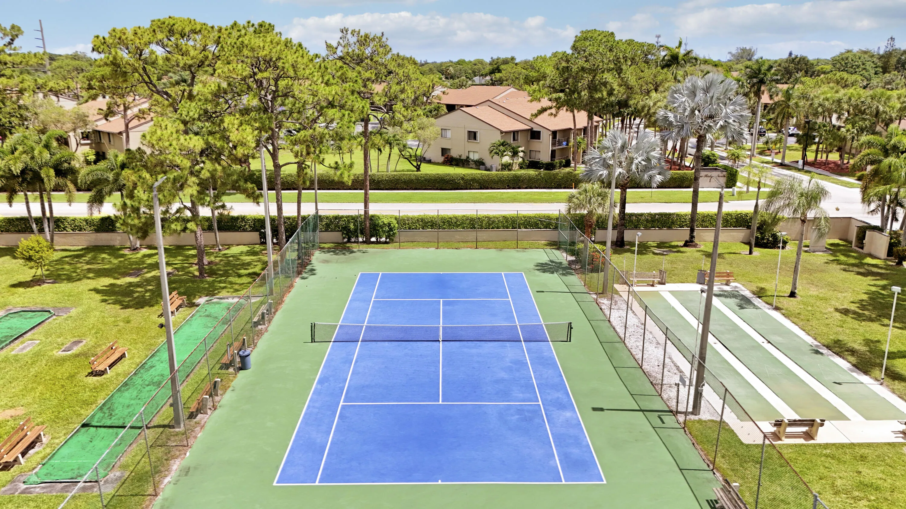 Aerial view of courts