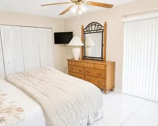 Large primary easily fits a king bed and full bedroom set.