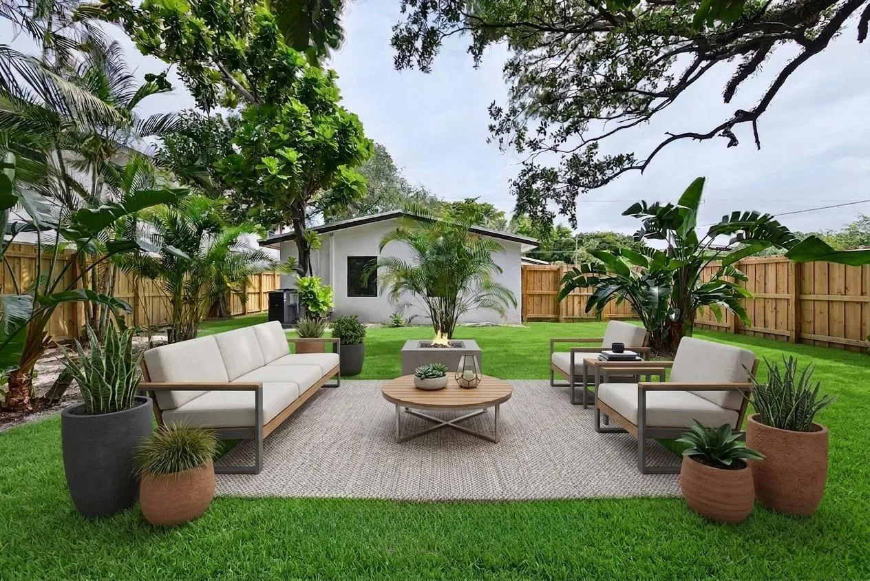 Virtually-staged yard