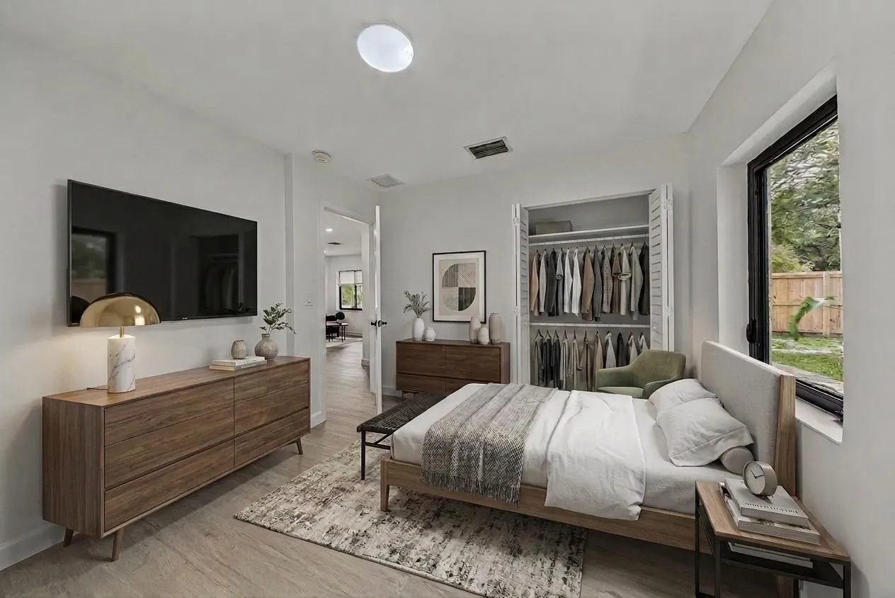 Bedroom virtually-staged