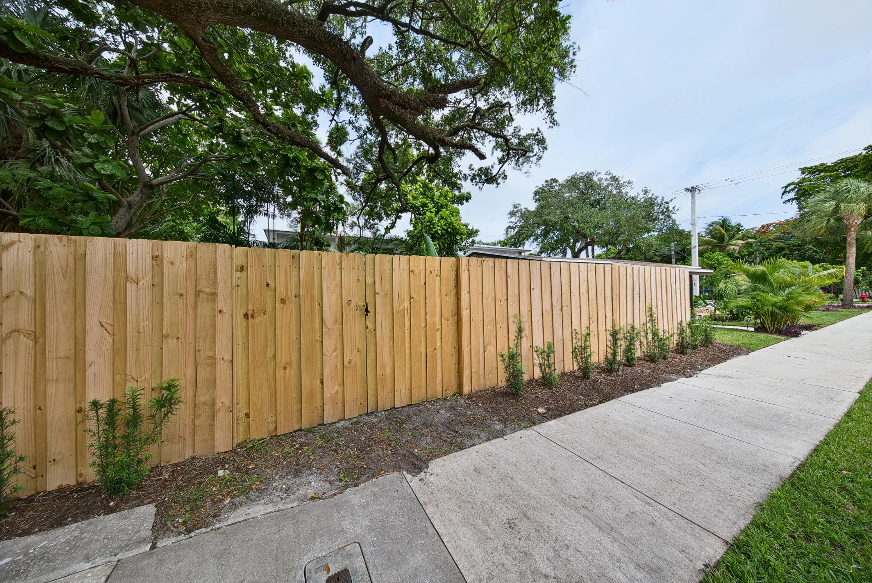 New fence with gated entrance into side and backyard