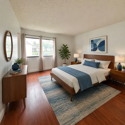 virtually staged master bedroom