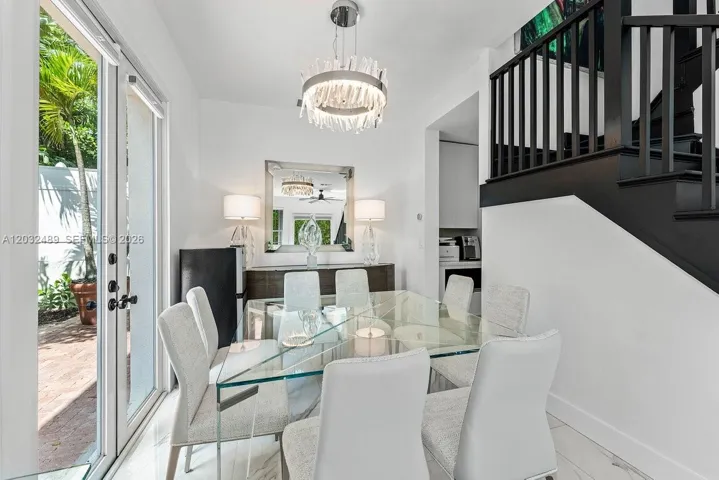 Formal dining room opens to rear garden - courtyard for outside dining