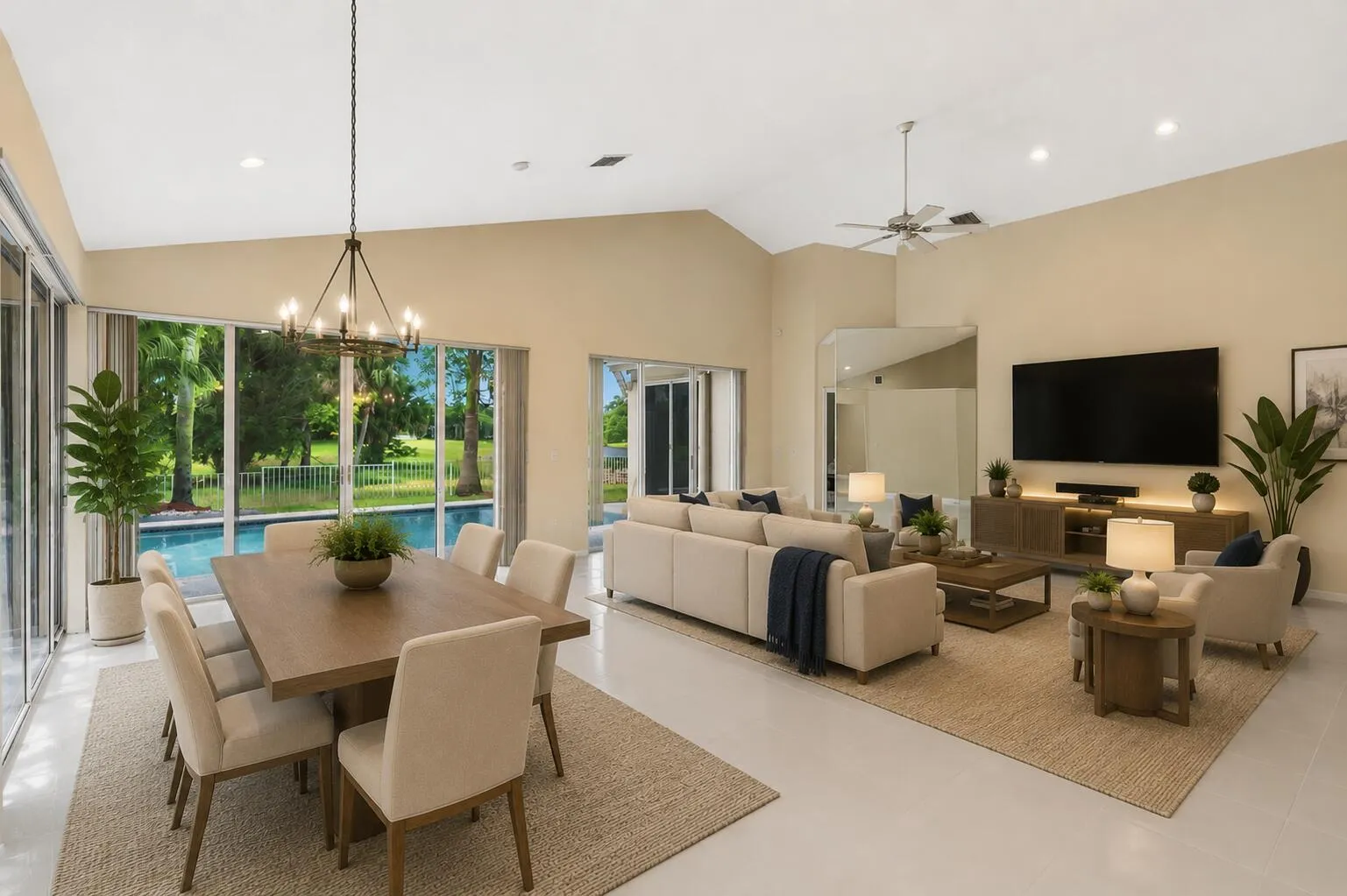 Great room virtually staged