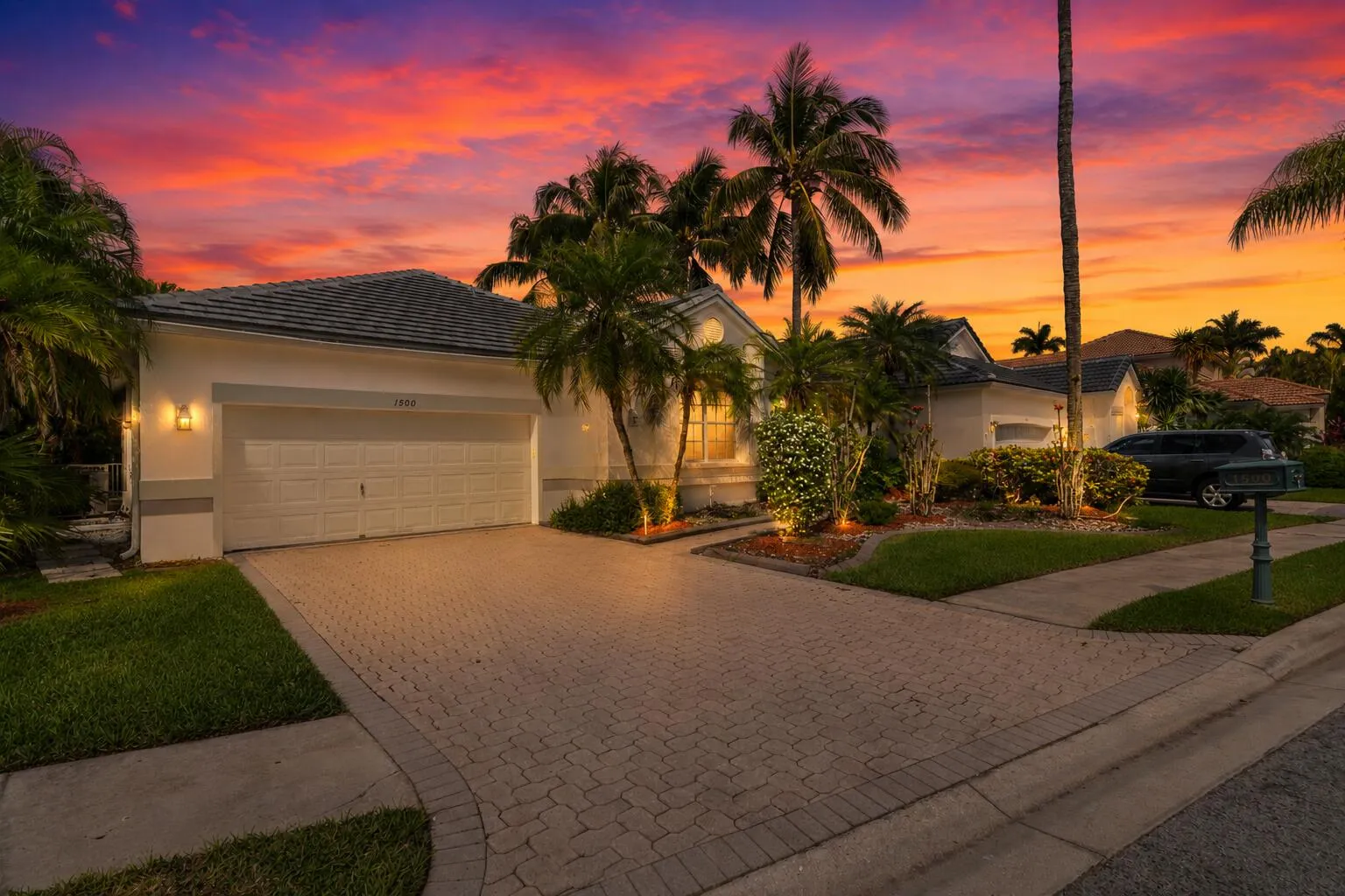 Exterior front at dusk