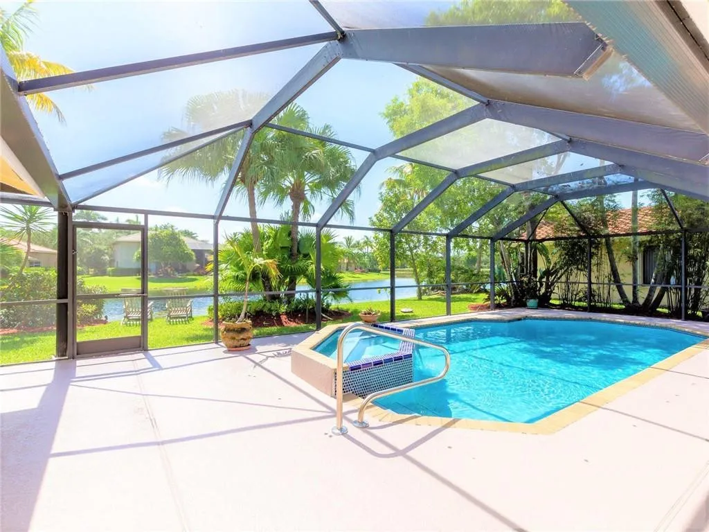 Master cabana bathroom leads to pool area; this is the view from master suite.