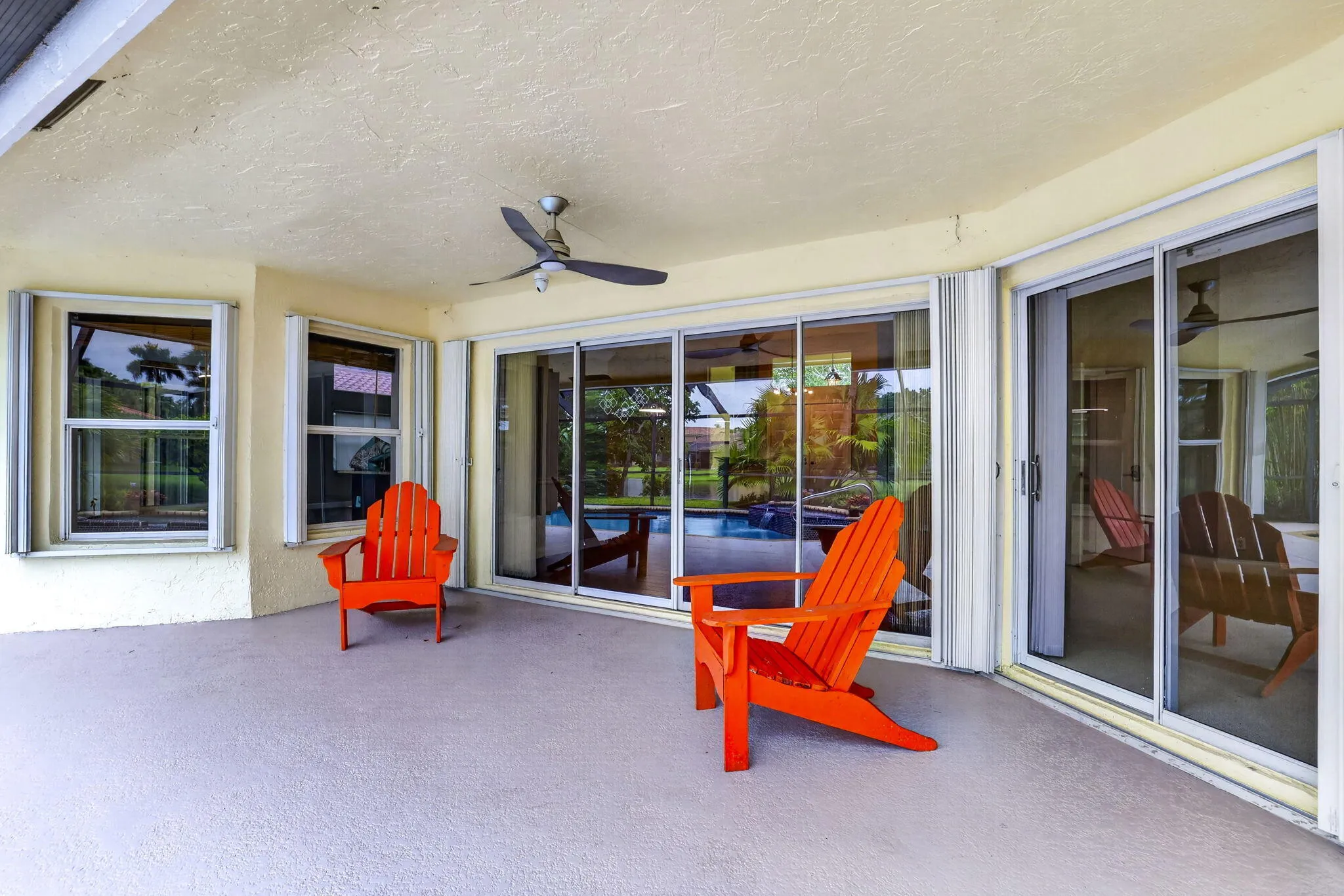 One of the two covered areas with newer remote controlled fan.