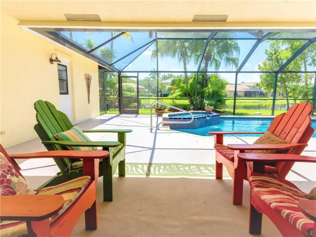 Step from living room onto this marvelous covered patio with relaxing chairs to enjoy the views!