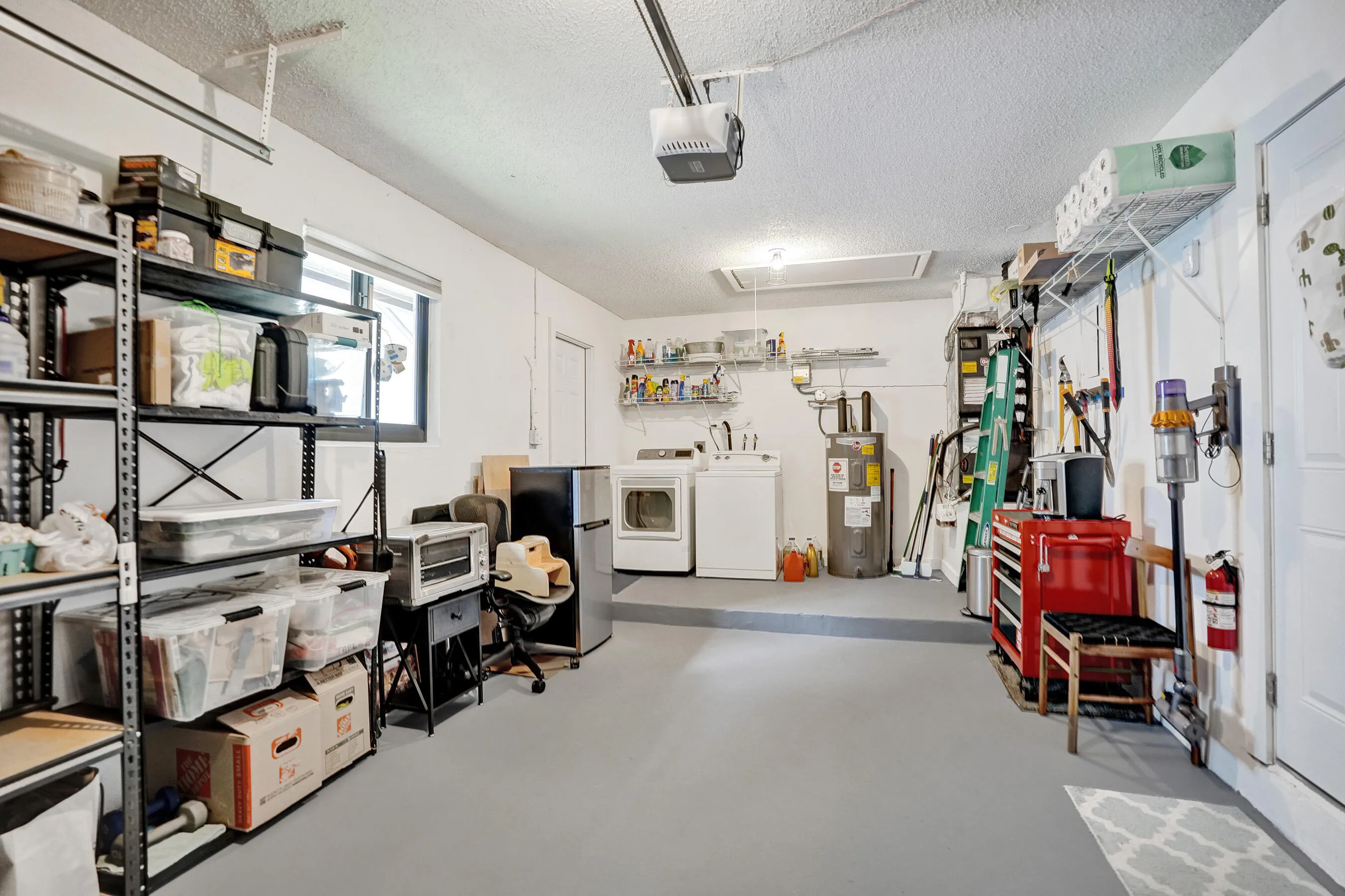 Clean and organized, one car garage.