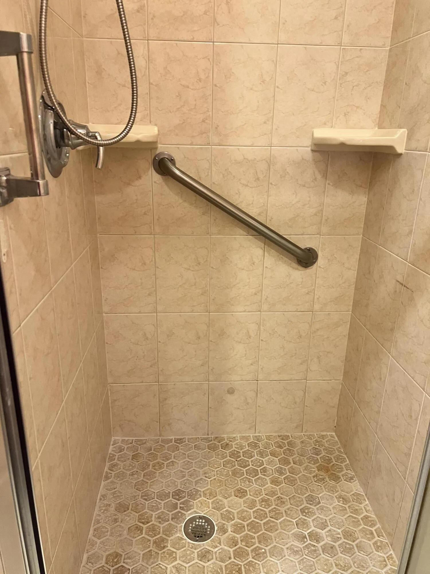 Grab bars in stall shower