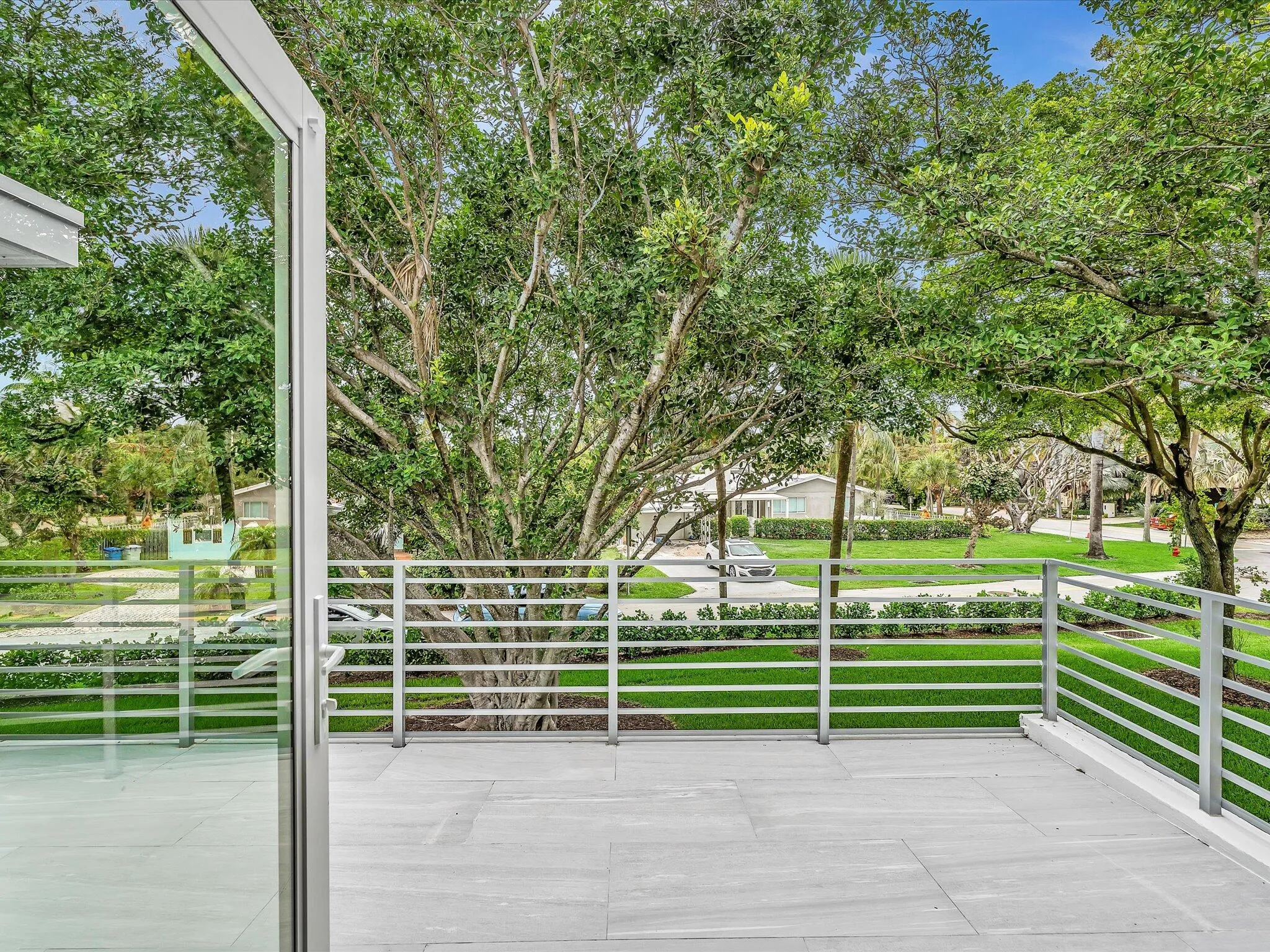2nd floor balcony, off family room, and primary