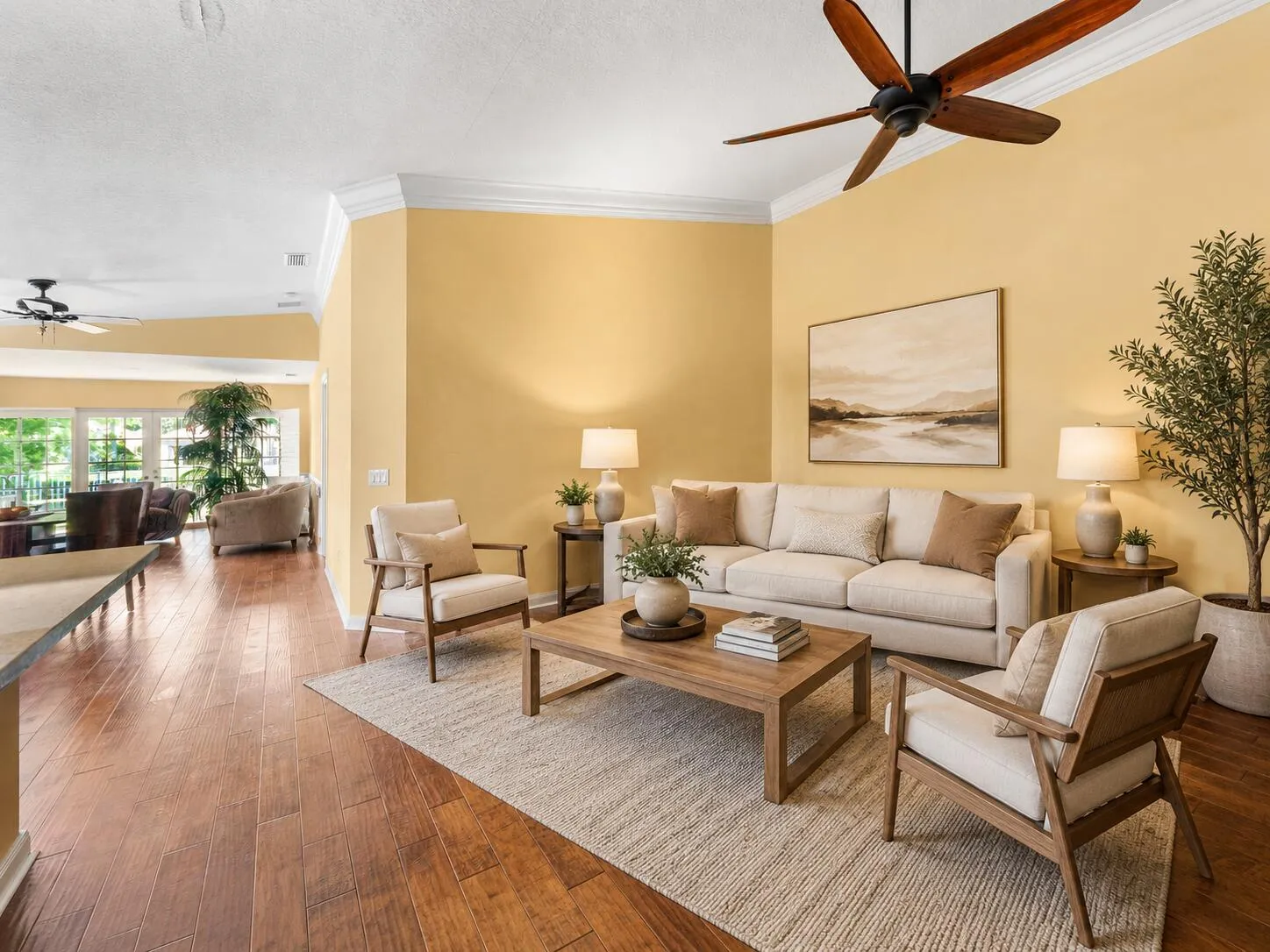 Virtually staged living area