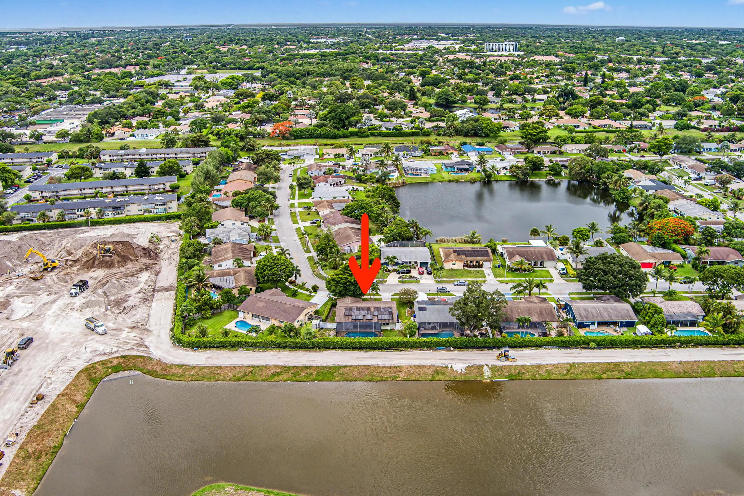 Property backs up to a service road and lake so no direct rear neighbors