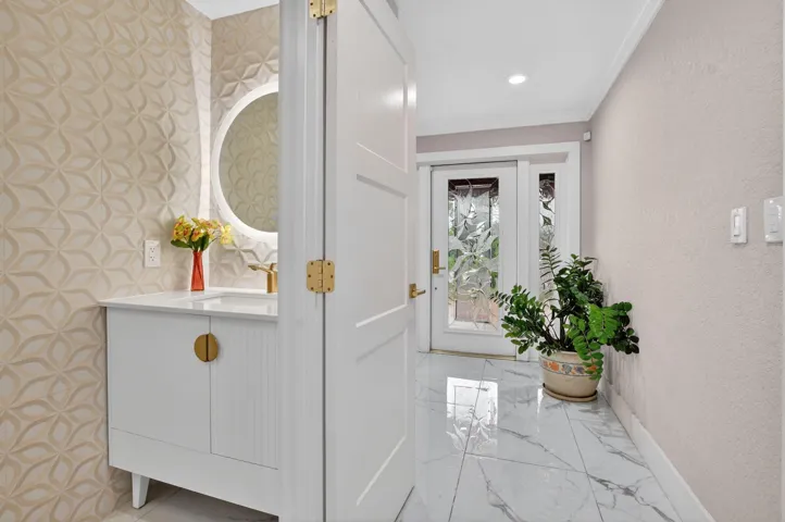 Convenient powder room for guests.