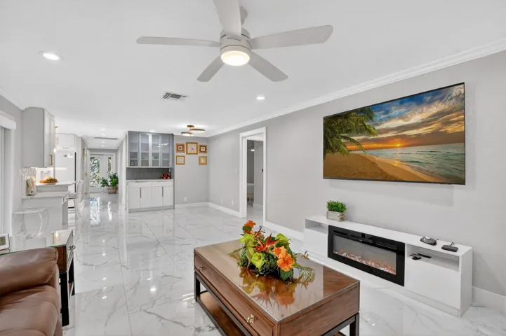 Sprawl out with guests in the family room room.