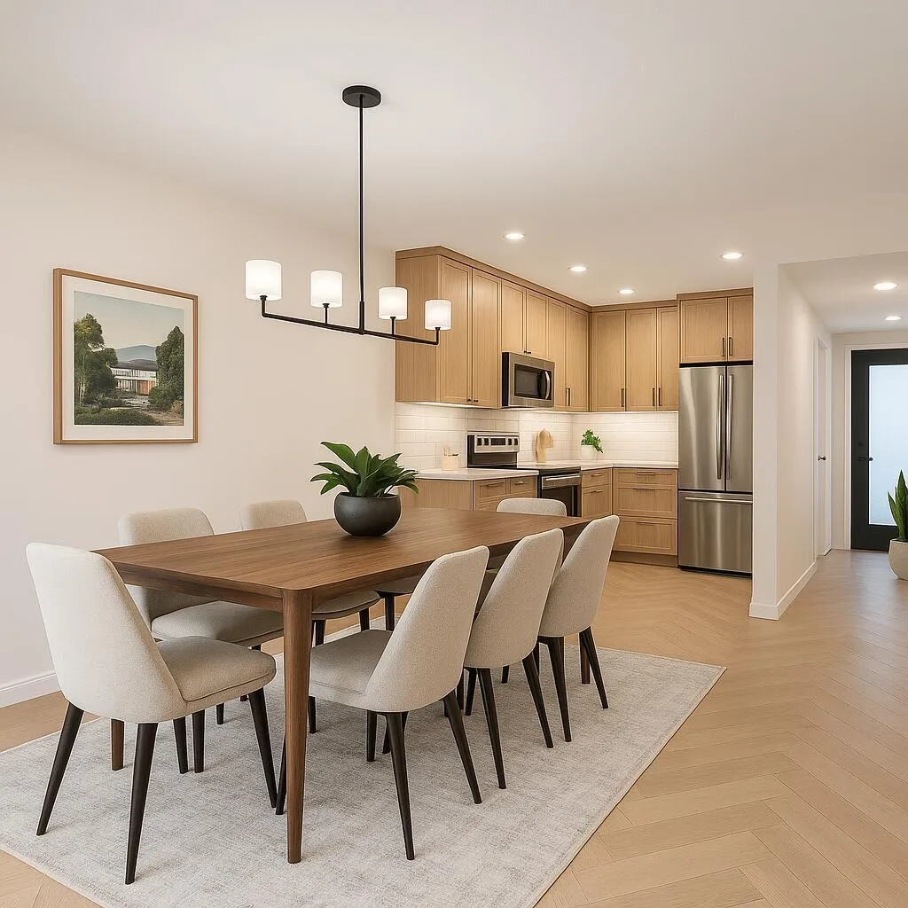 **digitally staged - kitchen and dining room