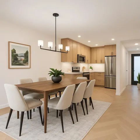 **digitally staged - kitchen and dining room