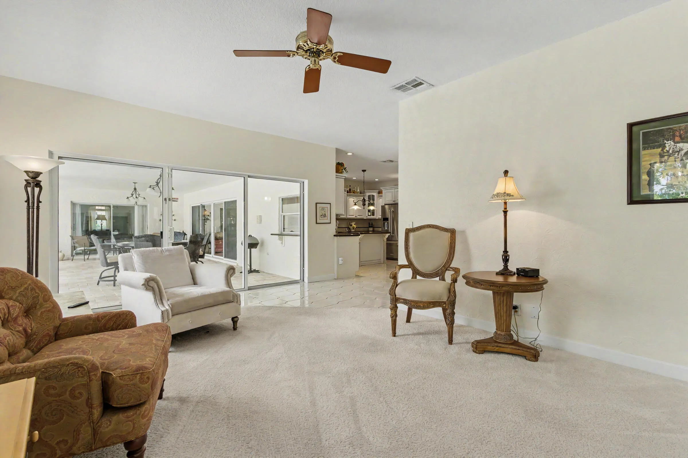 Family room with access to Covered Patio